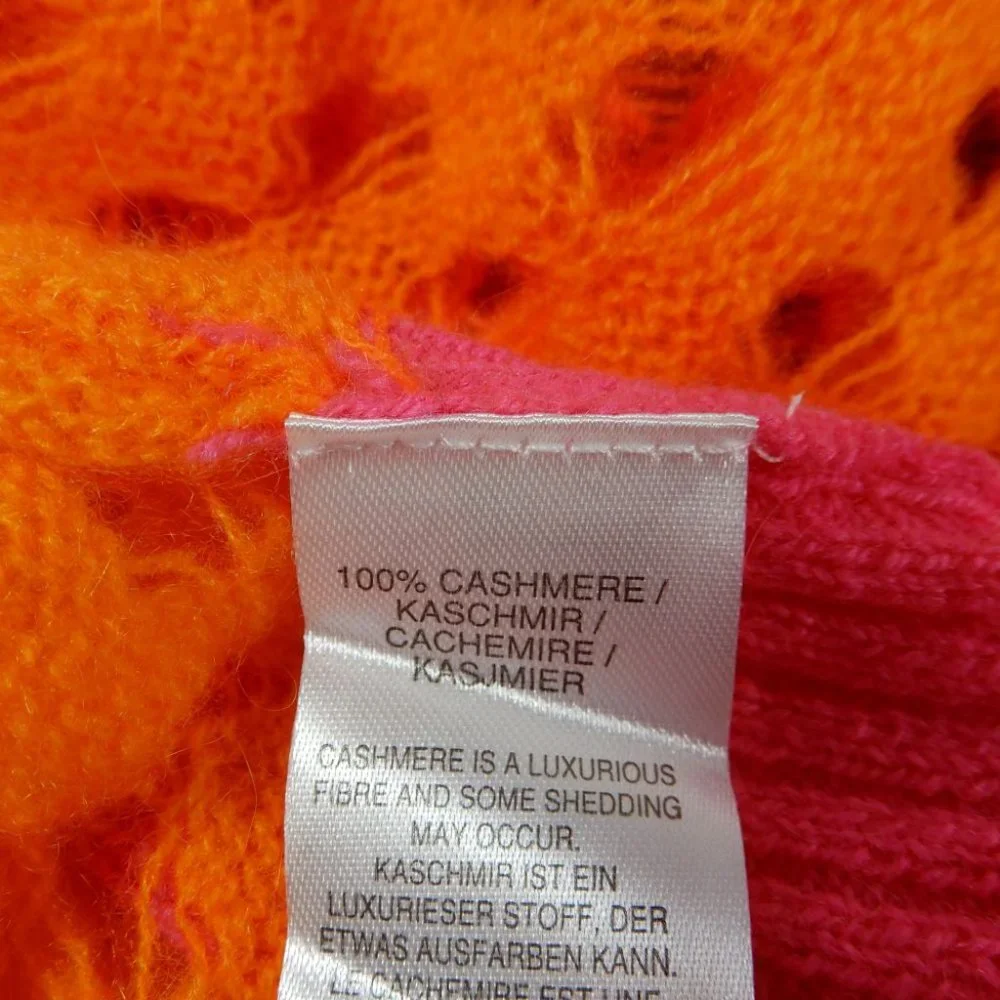 BRODIE CASHMERE Sunset Pointelle Knit Stripe CARDIGAN M L Neon Pink NEW $398 - Picture 7 of 11